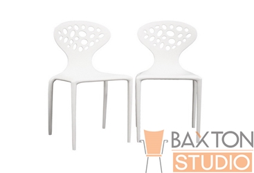 Baxton Studio Durante White Stackable Molded Plastic Chair (set of 2)